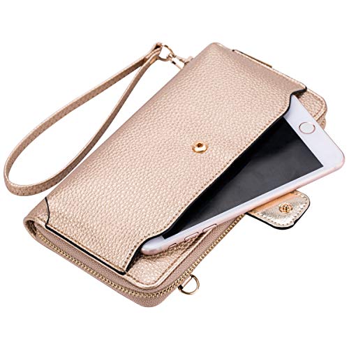 K . A Womens Wristlet Wallet Crossbody Bag Cellphone Purse Handbag RFID Card Slots 2 Strap Wrist - color: Rose Gold