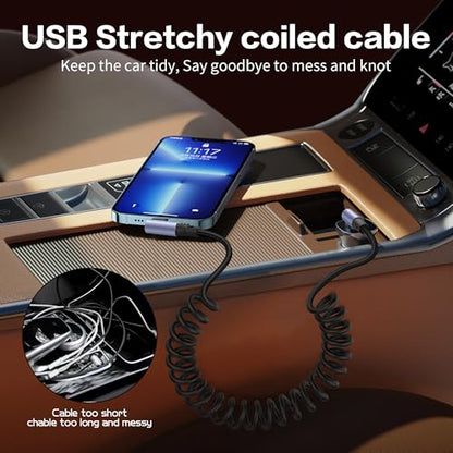 YACSEJAO 90 Degree Coiled USB C to USB C Cable 65W 1M/3.2FT, Side Angle - style: Side Angle