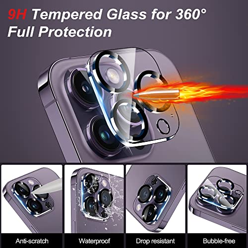 WHPXJY 3-Pack Camera Lens Protector Compatible for iPhone 14 Pro/14 Pro Max Tempered Glass, Ultra HD, Anti Scratch, Easy to Install, Case Friendly, with Night Circle - color: for iPhone 14 Pro/14 Pro Max