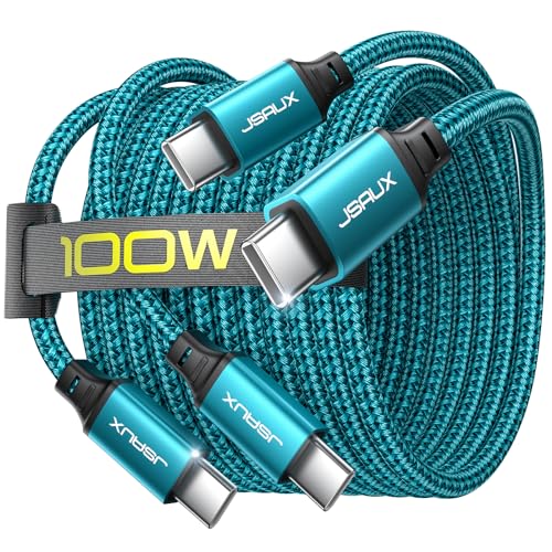 JSAUX 100W USB C to USB C Cable [2-Pack 6.6FT], PD Fast Charging, Green - color: Green, size: 6.6ft+6.6ft