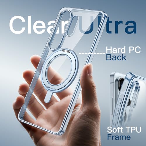JETech Rotatable Ring Stand Case for Samsung Galaxy S26 Ultra, Sky Blue | Compatible with MagSafe, Clear Back, Stand & Ring Holder, Shockproof Protection - color: Sky Blue, size: Galaxy S26 Ultra