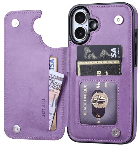 Wallet Case for iPhone 16 Plus,Slim Protective case with Card Holder,Embossed Butterfly Premium PU Leather Kickstand Case with 1 Screen Protective Glass Cover 6.7"-Purple - color: Purple-F, size: iphone 16 Plus 6.7"