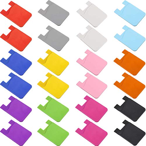 Frienda 24 Pcs Phone Card Holder Adhesive Silicone Wallet, Lovely Color - color: Lovely Color