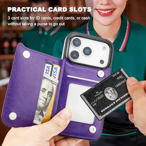 ONETOP for iPhone 18/17 Pro Wallet Case with Credit Card Holder,Purple - color: Purple