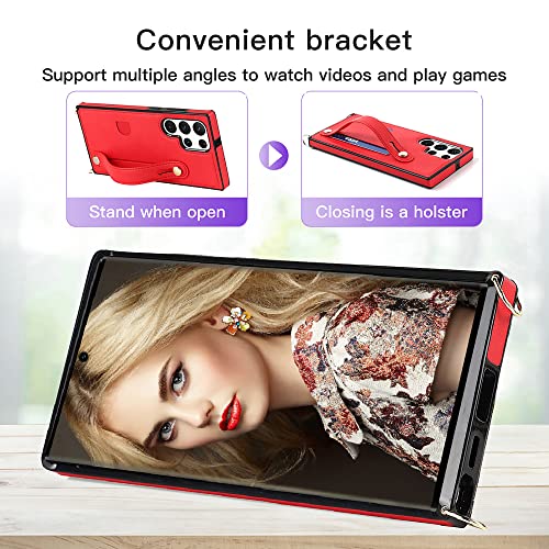 CCSmall Crossbody Case for Samsung Galaxy S23 Ultra w Card Holder KB Red - color: Red, size: Galaxy S23 Ultra
