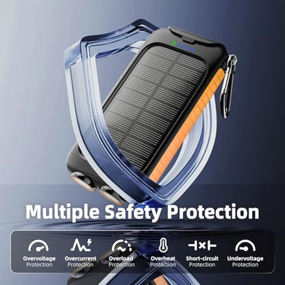 Nuynix 49800mAh Solar Power Bank with 15W Fast Charging & USB Charging - color: Orange