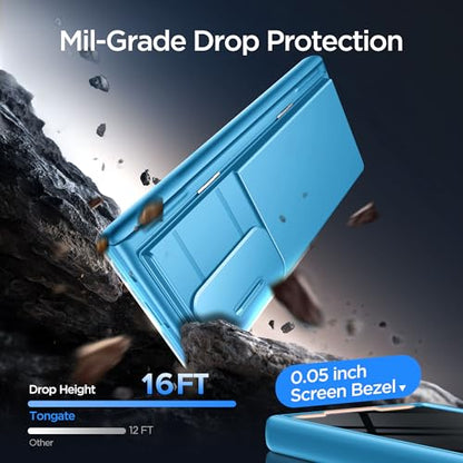 TONGATE Wallet for Z Fold 7 Case with Privacy Screen Protector, Lake Blue - color: Lake Blue