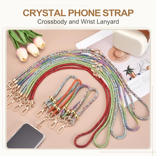 PATIKIL Crystal Phone Strap Crossbody Wrist Lanyard Phone Strap Rhinestone Cell Phone Lanyard Necklace with Tether Tabs - color: Gray
