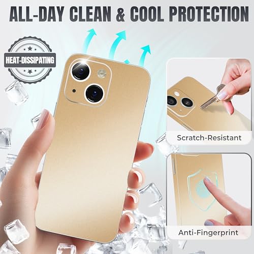 2Pcs Skin Wrap Compatible for iPhone 14 – Slim Decal Vinyl Protective Film for Sides & Back – Sleek Fit, Premium Look – Compatible with All iPhone 14 Cases - Desert Gold - color: Desert Gold