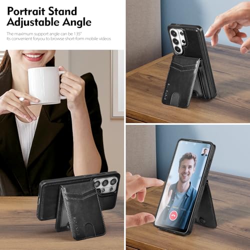SkyEagle Compatible Magsafe 2 in 1 Detachable Samsung Galaxy S26 Ultra Wallet Case Card Holder Women Men,Magnetic Shockproof PU Leather Phone Case RFID Blocking Flip Kickstand Credit Slots,Black - color: Black, size: Samsung Galaxy S26 Ultra - 6.9"