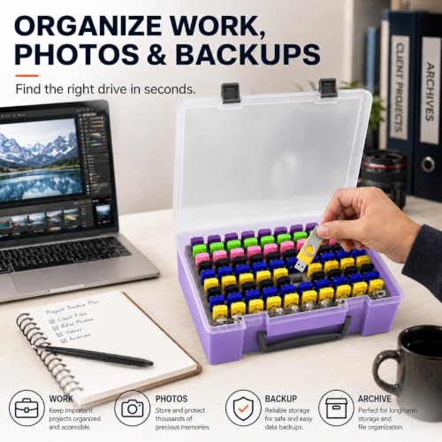 FULLCASE USB Flash Drive Case for SanDisk,for Samsung,for PNY,104-Slot - color: Purple