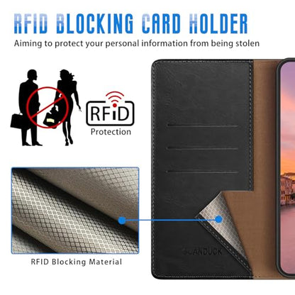 Wallet Case for Samsung Galaxy S25 Ultra, Black | RFID-Blocking Card Holder, Kickstand, Magnetic Closure, PU Leather Folio Flip Cover, Protective Women Men Cases - color: Black, size: Samsung Galaxy S25 Ultra