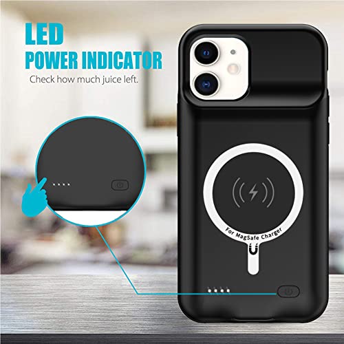 Battery Case for iPhone 11, 10000mAh High Capacity Portable Charger Case Rechargeable Smart Battery Pack Charging Case with Wireless Charging Support Carplay Compatible for iPhone 11 (6.1 inch)-Black - size: iPhone 11