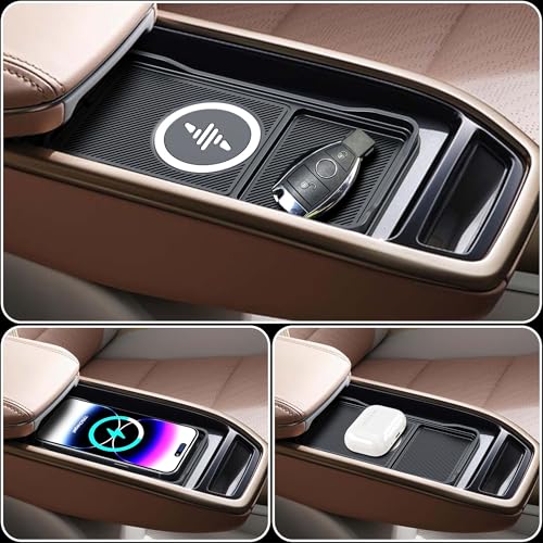Wireless Car Charger Pad with 20W Car Adapter, 15W Fast Wireless Charging Pad for Car Dashboard Console, Non Slip Phone Charger Compatible with iPhone 17/16/15/14/13/12, Samsung Galaxy, AirPods - color: Black---100cm Cable