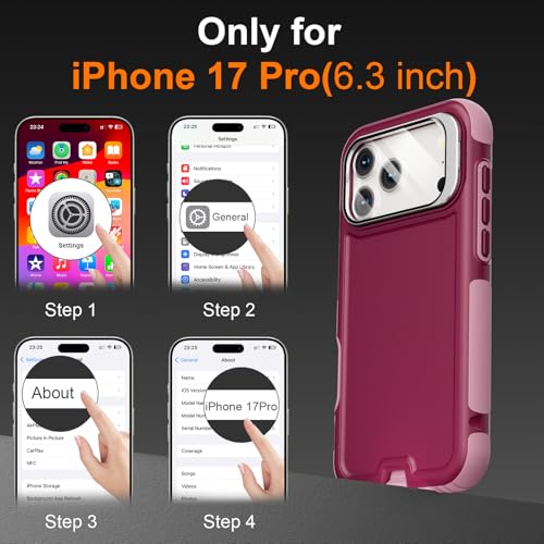 Follaroma Magnetic for iPhone 17 Pro Case with Camera Stand, Purple Pink | Built-in Glass Camera Cover,Compatible with MagSafe,Heavy Duty Shockproof Protective,Military-Grade Anti-DropDual Layer Cover - color: Purple Pink, size: iPhone 17 Pro 6.3''
