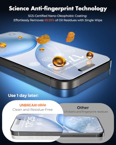 UNBREAKcable iPhone 15 Full-Coverage Screen Protector - 3 Pack | Quick-Install Box, Edge-to-Edge Coverage, 9H Hardness, Ultra HD Clarity, Daily Protection, Smooth Touch - size: iPhone 15