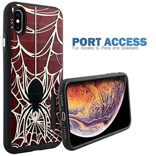 CasesOnDeck Case Compatible with [Apple iPhone X | iPhone Xs][Grip Tactical] iPhone Xs Hybrid Bump and Drop Protection Case Slim Fit Dual Layer Cover (Spider Web) - color: Spider Web
