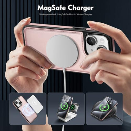 Shieldtop Compatible with MagSafe iPhone 14 Plus Wallet Case,Rose Gold | 2 in 1 Detachable Magnetic,Credit Card Holder Slots,RFID Blocking,PU Leather,Kickstand,Flip Folio Phone Cover for Men & Women - color: Rose Gold, size: iPhone 14 Plus 6.7"