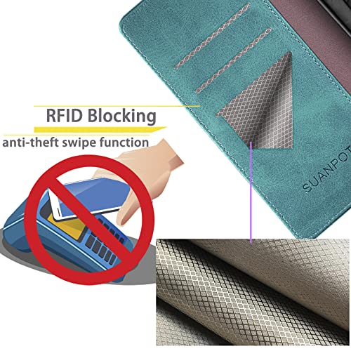 SUANPOT Compatible with Samsung Galaxy S26 Plus Wallet case with RFID Blocking Credit Card Holder,Flip Book PU Leather Protective Cover Women Men for Samsung S26 Plus Phone case Blue Green - color: Blue Green, size: Samsung Galaxy S26 Plus