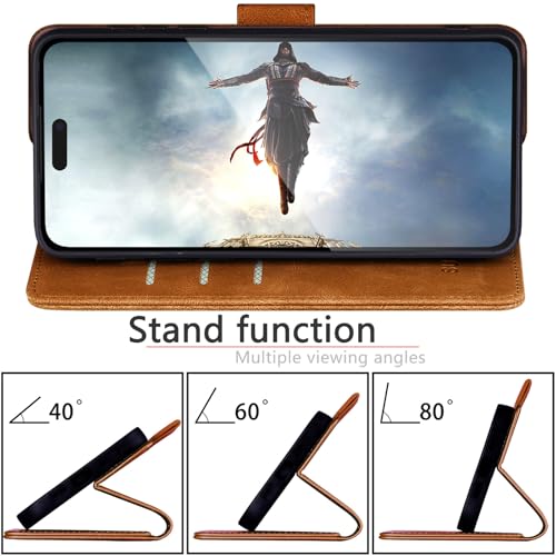 SUANPOT Compatible with iPhone 17 6.3" Wallet case with RFID Blocking Credit Card Holder,Flip Book PU Leather Protective Cover Women Men for Apple 17 Phone case Light Coffee - color: Light Coffee, size: iPhone 17 6.3"