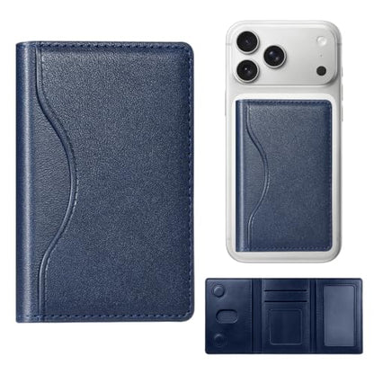 Adhesive Phone Wallet, 6 Card Holder with ID Window,Blue - color: Blue