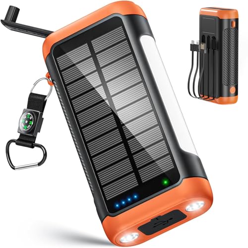 Solar Power Bank Portable Charger 66800mAh Battery Pack for Camping - color: Orange