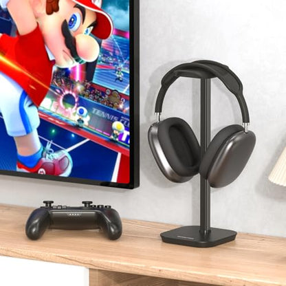 Headphone Stand, Aluminum Desk Headset Earphone Holder (Black) - color: Black