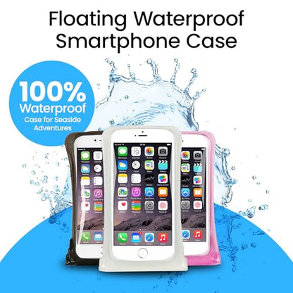 AquaVault Floating Waterproof Phone Pouch Case Universal for iPhone Android | Blue. Floats and keeps phones and cash dry. Heavy-duty PVC, drop protection, adjustable neck strap. Fits any phone size. - color: Blue