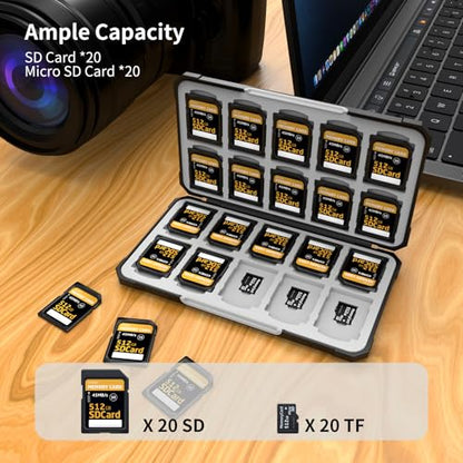 Memory Card Case with 40 Card Slots for SD and Micro SD Cards - color: Carbon Fiber Black 2