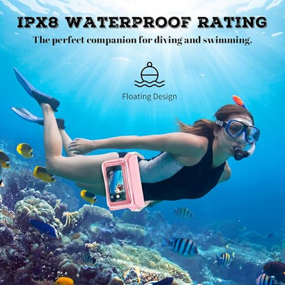Ipx8 Waterproof Fanny Pack, 1 Pack Floating Waterproof Phone Pouch Touchscreen Dry Bag with Adjustable Waist Strap for Beach, Swimming, Kayaking, Boating, Fits Phones up to 8.5"(Pink) - color: Pink