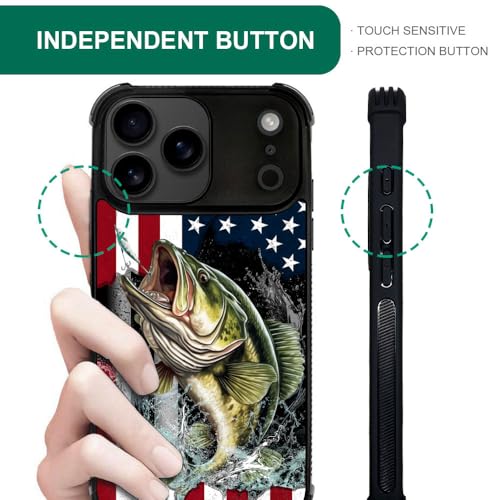 case for iPhone 17 Pro Max,Compatible with Magsafe,All-Round Protection Shockproof Anti-Scratches TPU Case Cover-Vital Bass Fish American Flag - color: Vital bass fish American flag, size: IPhone 17 Pro Max