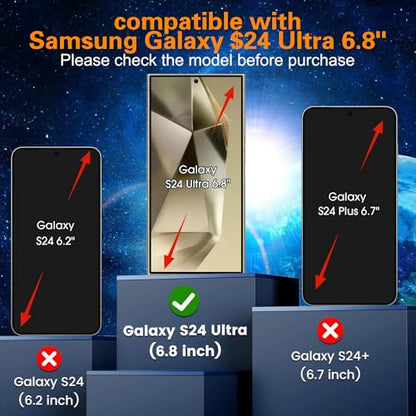 [2+2] Samsung Galaxy S24 Ultra Privacy Screen Protector and Camera Lens Protector, [28°Anti-Spy] [Installation Tool] [Fingerprint Unlock] Black Tempered Glass Film Bubble Free Case Friendly for S24U - size: S24 Ultra
