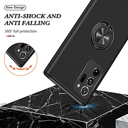 for Note 20 Ultra Case, Samsung Galaxy Note 20 Ultra Case with Self Healing Flexible TPU Screen Protective [2 Pack], Military Grade Invisible Kickstand Case for Samsung Note 20 Ultra 5G-Black - color: YX-Black