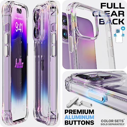 REBEL Phone Clear Case for iPhone 14 Pro [Crystal Series Gen-4] Non-Yellowing, Transparent, Anti-Scratch, Protective Shockproof Bumpers, Metal Buttons, 6.1 Inch 2023 Cover (Crystal Clear, No MagSafe) - color: Crystal Clear, No MagSafe, size: iPhone 14 Pro