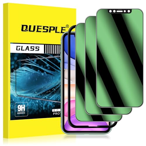 [3 Pack] for iPhone 11/XR Privacy Green Screen Protector, Anti Blue Light Eye Protection Anti Spy 9H Tempered Glass, No Bubble - size: iPhone 11/XR