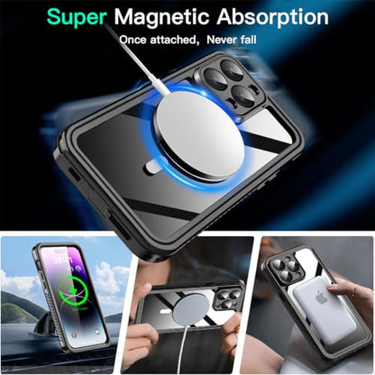 AICase iPhone 14 Pro Case Waterproof with MagSafe Clear Snowproof,Dustproof and Shockproof,IP68 Certified Full Body 360 Protection Fully Sealed Underwater Cover for iPhone 14 Pro 6.1" - color: iphone 14 Pro Waterproof Case