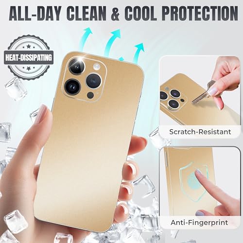 2Pcs Skin Wrap Compatible for iPhone 15 Pro – Slim Decal Vinyl Protective Film for Sides & Back – Sleek Fit, Premium Look – Compatible with All iPhone 15 Pro Cases - Desert Gold - color: Desert Gold