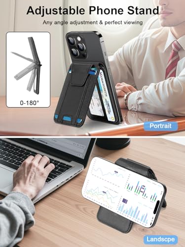 for MagSafe Wallet Works with Apple Find My, Strongest Magnetic Wallet - color: Black