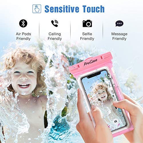 ProCase 2 Pack Waterproof Phone Pouch, Underwater Phone Case Up to 7", Dry Bag for iPhone 17 Air 16 15 14 13 Pro Plus Max, Galaxy S24 S23 S22 Ultra Pixel, Beach Essentials -Pink & Black | Underwater Dry Bag for iPhone 17 16 15 14, Galaxy S24 S23 S22, Case