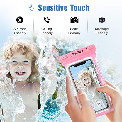 ProCase 2 Pack Waterproof Phone Pouch, Underwater Phone Case Up to 7", Dry Bag for iPhone 17 Air 16 15 14 13 Pro Plus Max, Galaxy S24 S23 S22 Ultra Pixel, Beach Essentials -Pink & Black | Underwater Dry Bag for iPhone 17 16 15 14, Galaxy S24 S23 S22, Case