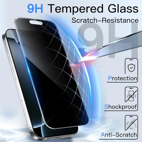 JETech 360° Privacy Screen Protector for iPhone 16 Pro, 2-Pack - size: iPhone 16 Pro