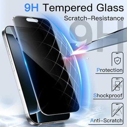 JETech 360° Privacy Screen Protector for iPhone 16 Pro, 2-Pack - size: iPhone 16 Pro