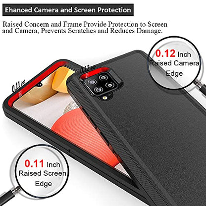 Compatible with Samsung Galaxy A42 5G Case,with Screen Protectors,Heavy Duty Rugged Shockproof Full Body Protection Kickstand Case with Belt Clip Holster for Samsung Galaxy A42 5G (Black) - color: Black