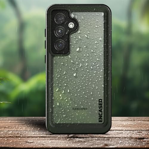 Encased Waterproof Belt Case Designed for Samsung Galaxy S24 Plus - Full Body Protective Case with Screen Protector Built-in with Holster Clip (Clear/Black) (S24 Plus) - size: S24 Plus