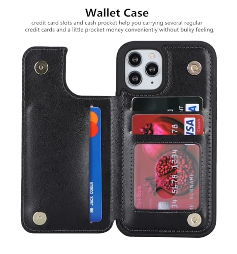 iCoverCase Compatible with iPhone 11 Pro Phone Case with Card Holder, Wallet Case for Women Men RFID Blocking PU Leather Protective Case 5.8 Inch (Black) - color: Black