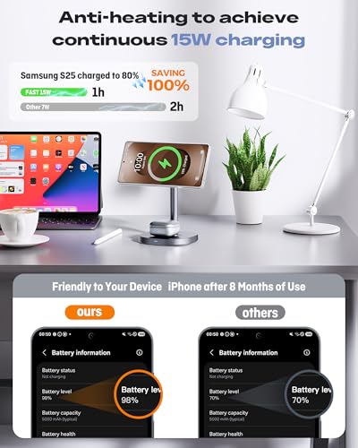 Qi2 3 in 1 Magnetic Wireless Charging Station with Cooling for Samsung - color: Starry grey
