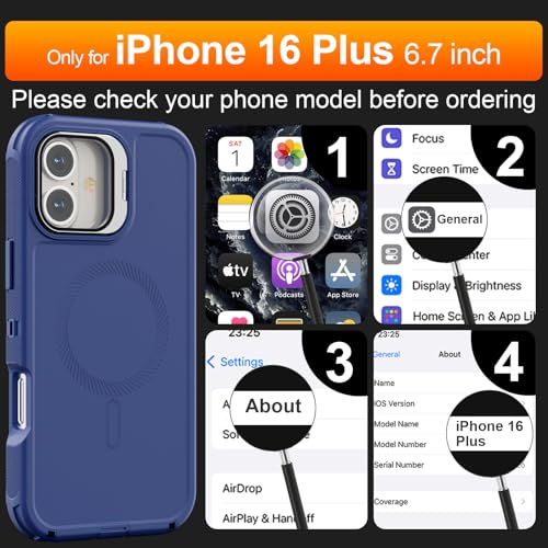 Follaroma for iPhone 16 Plus Case,Magnetic,Heavy Duty Case,6.7'',Navy - color: Navy, size: iPhone 16 Plus 6.7''