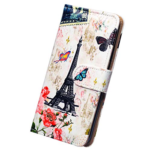 Bcov Case for iPhone 14 Pro, Paris Tower Butterfly Leather Flip Phone Case Wallet Cover with Card Slot Holder Kickstand for iPhone 14 Pro - color: Paris Tower Butterfly