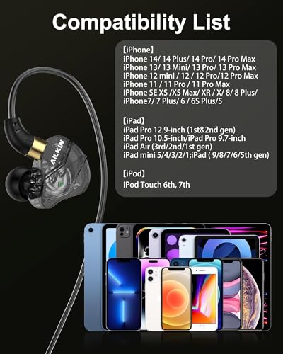 AILKIN Lightning Earbuds for iPhone, Wired Headphones with Noise Isolating