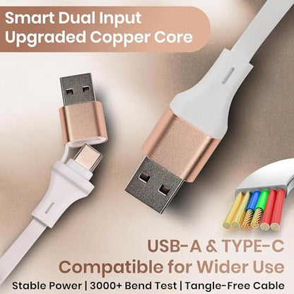 120W Fast Multi Charging Cable, 6 in 1 Retractable Charger (White Golden) - color: White Golden